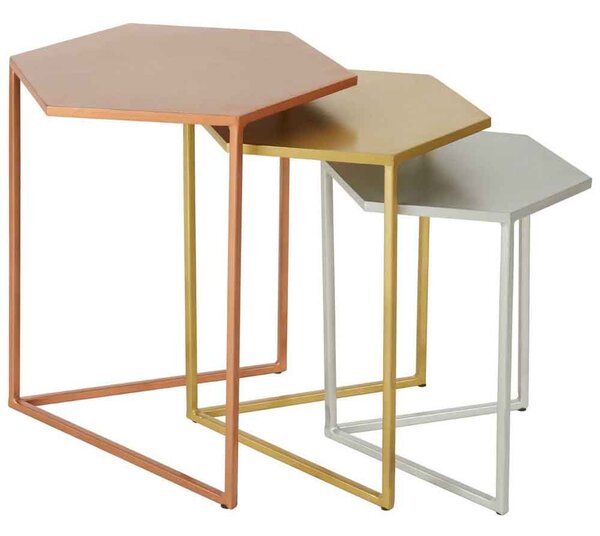 Mekbuda Metal Nest Of 3 Table - Multicolour