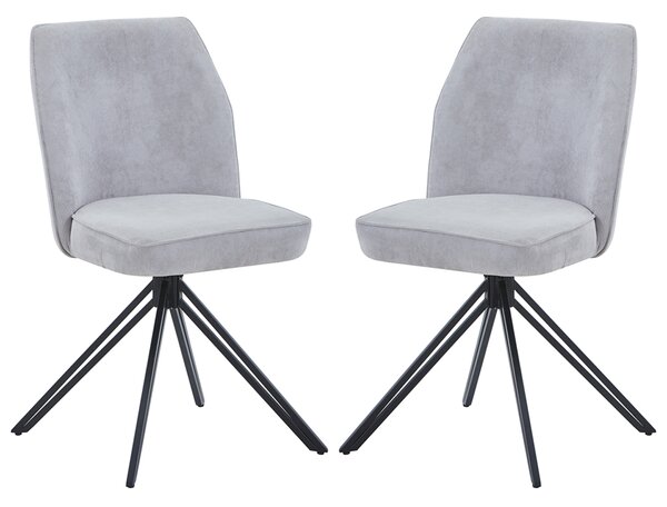 Arta Fabric Dining Chairs In Pair - Light Grey