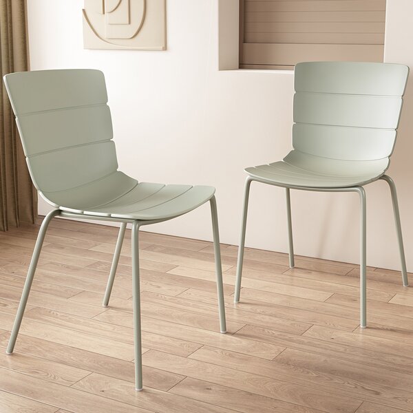 Arta Plastic Dining Chairs In Pair - Green