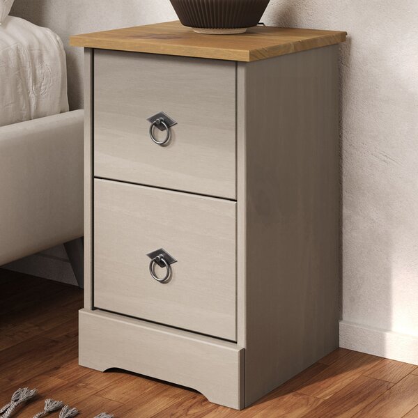 Consett Wooden Cabinet With 2 Drawers - Grey Oak