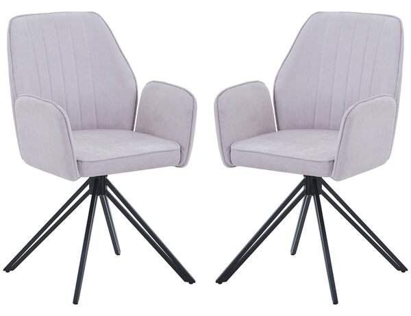 Arta Fabric Dining Chairs In Pair - Natural