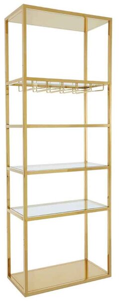 Markeb Metal 4-Shelving Unit With Glass Rack - Gold