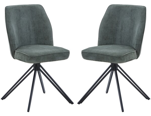 Arta Fabric Dining Chairs In Pair - Green