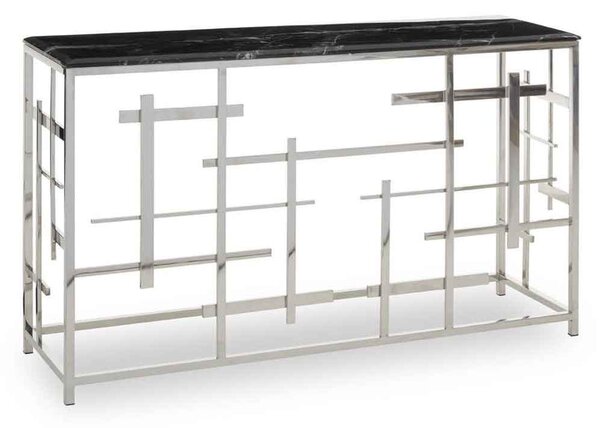 Aralia Marble Console Table With Metal Frame - Black