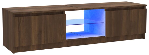 TV Cabinet with LED Lights Brown Oak 120x30x35.5 cm