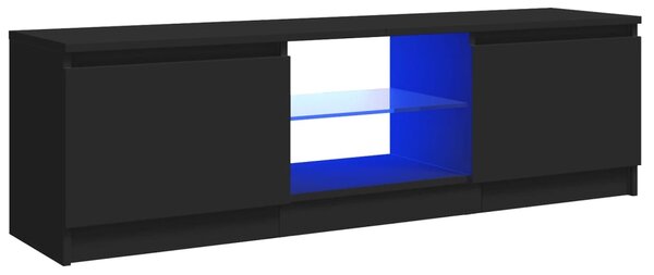 TV Cabinet with LED Lights Black 120x30x35.5 cm