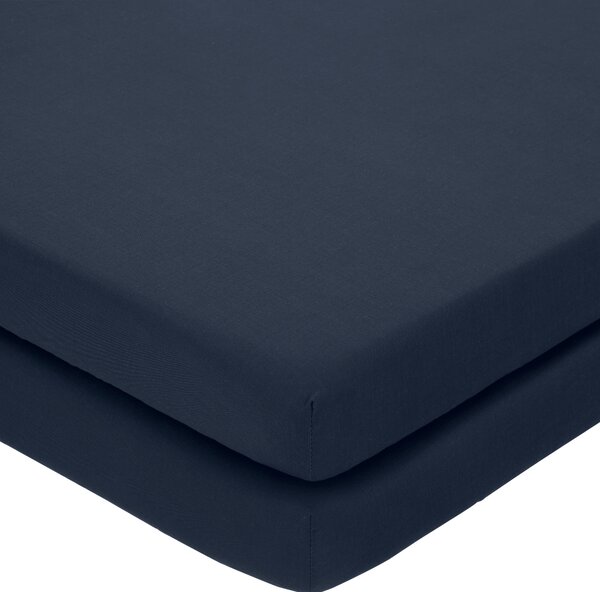 Pack of 2 Pure Cotton Toddler Fitted Sheets Luxe Navy