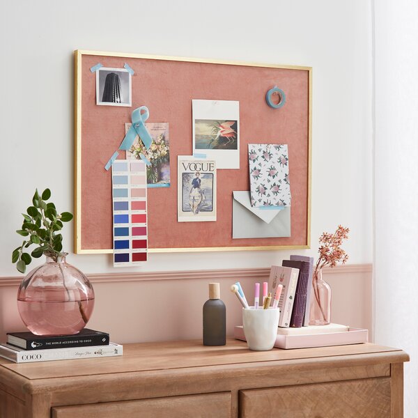 Kendall Velvet Pin Board, 45 x 60cm Rose Rose (Pink)