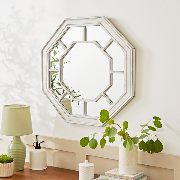 Hexagon Country Window Mirror, Cream Cream