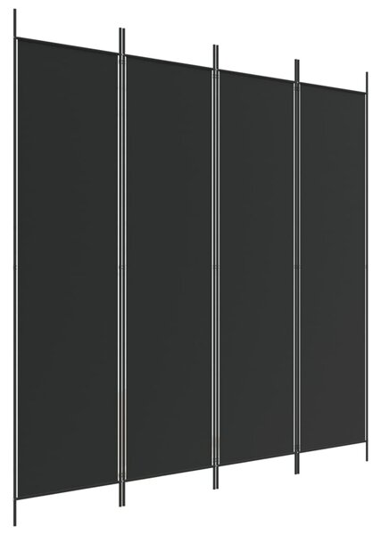 4-Panel Room Divider Black 200x200 cm Fabric