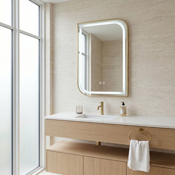 Mirror LED ZONE 70X50 BRUSH GOLD
