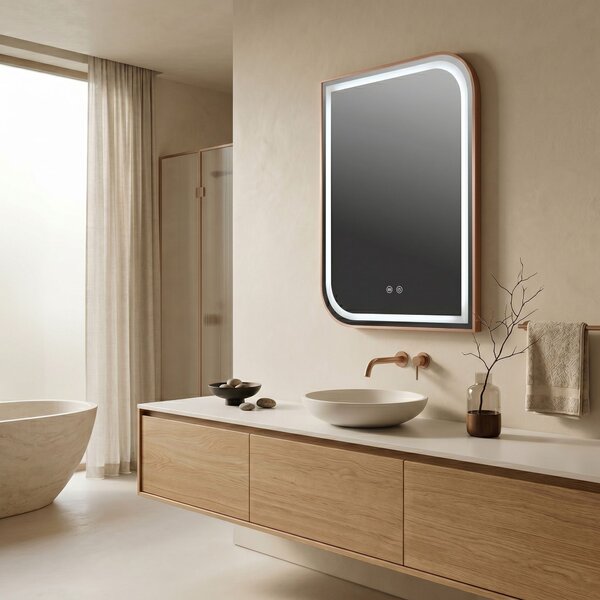 Mirror LED ZONE 80x60 BRUSH ROSE GOLD