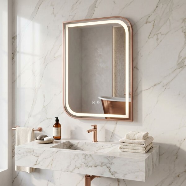 Mirror LED ZONE 80x60 BRUSH ROSE GOLD