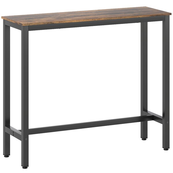HOMCOM Rectangular Bar Table, Wood Effect Pub Coffee Table for Small Space, Breakfast Dining, Kitchen, Industrial, Rustic Brown