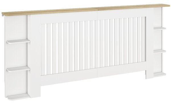 HOMCOM Radiator Cover with Open Storage Shelves, Vertical Slatted Cabinet Shelf Heater Cover for Living Room, Hallway, Extra Large, White (H: 83 / W: 191 / D: 19 cm)