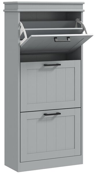HOMCOM Three-Drawer Minimalistic Shoe Cabinet - Grey