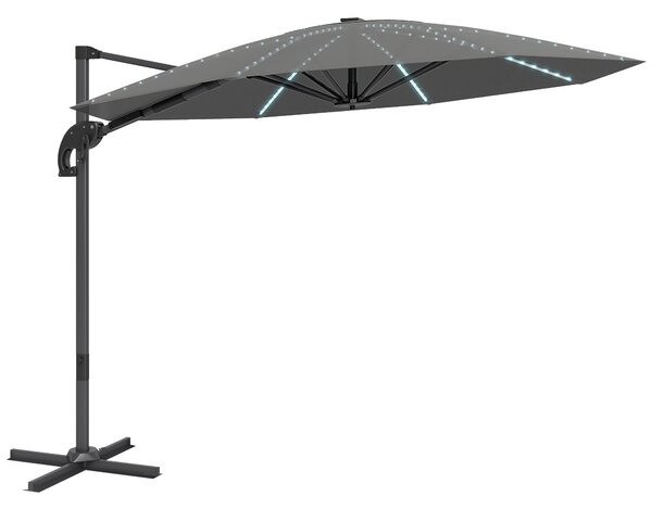 Outsunny 3m Cantilever Garden Parasol, UPF 50+ Parasol Umbrella 360° Rotation with Strong Ribs, Crank Handle, Dark Grey Aosom UK