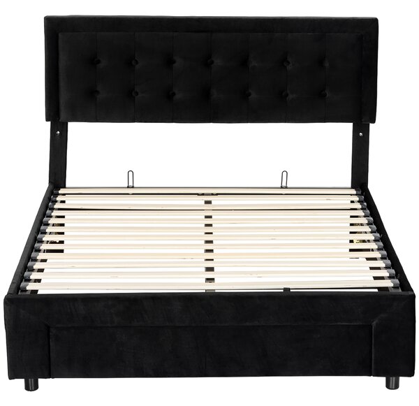 HOMCOM King Size Ottoman Bed Frame, with Front Drawer - Black