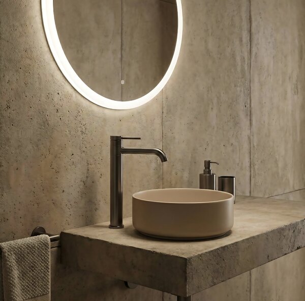Bathroom faucet Rea LUNGIS Gun Grey Super High