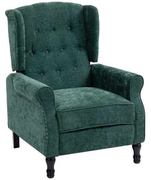 HOMCOM 150° Reclining Vintage Armchair, with footrest - Dark Green