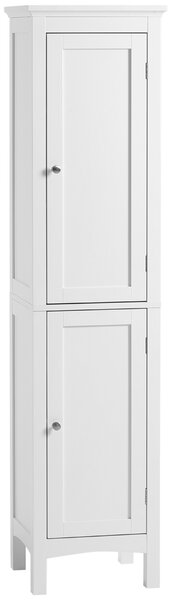 Kleankin Tall Bathroom Storage Unit, Slim Bathroom Cabinet with Adjustable Shelves and Double Door, White