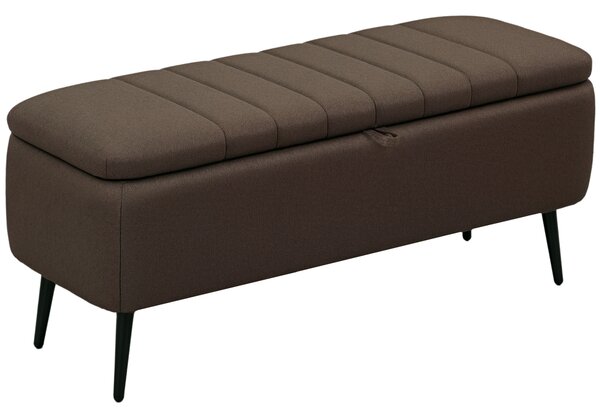 HOMCOM Linen-Look 92 x 31cm Storage Ottoman - Dark Brown