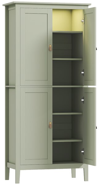 HOMCOM Tall Pantry Cupboard with Motion Sensor LED Light - Green