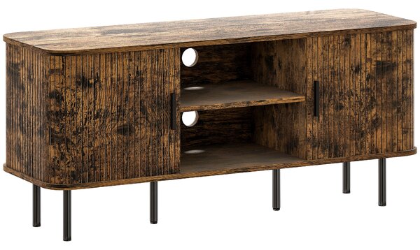 HOMCOM TV Stand Cabinet for TVs up to 55 Inches, TV Unit with Storage Shelves and Cupboard for Living Room, Rustic Brown