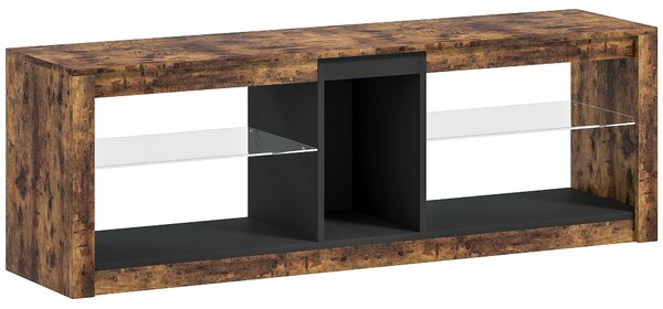HOMCOM TV Stand Cabinet with LED Lights and Remote Control for TVs up to 65", Entertainment Centre with Storage Shelves and Compartment, Rustic Brown
