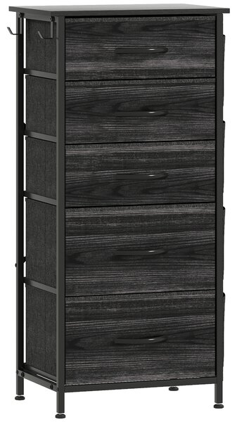 HOMCOM Chest of Five Fabric Drawers - Black