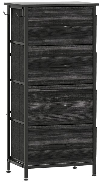 HOMCOM Chest of Four Fabric Drawers - Black