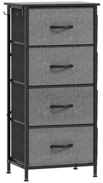 HOMCOM Chest of Four Fabric Drawers - Charcoal Grey