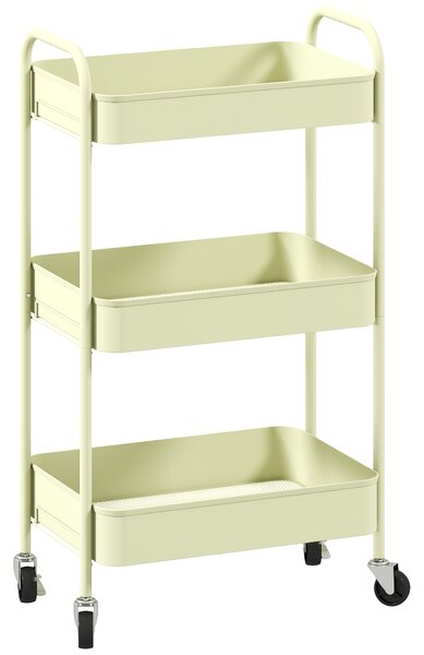 HOMCOM Three-Tier Steel Storage Trolley - Green