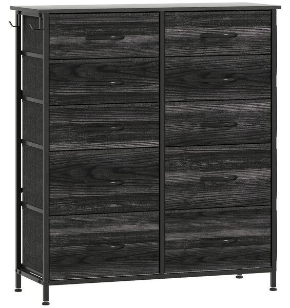 HOMCOM Chest of Ten Fabric Drawers - Black