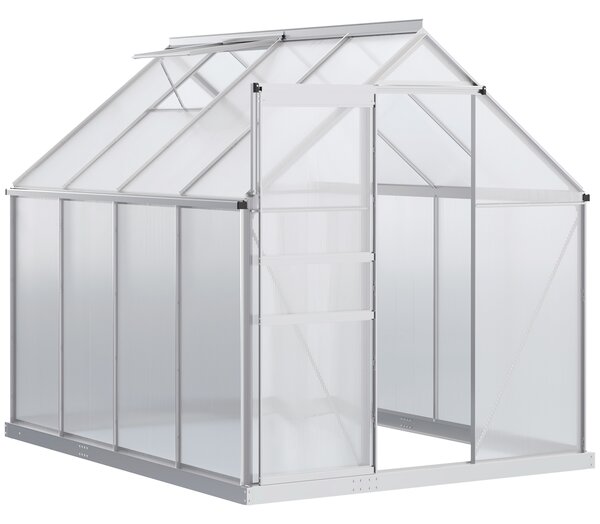 Outsunny 190 x 253 cm Walk-In Polycarbonate Greenhouse - Silver-Tone