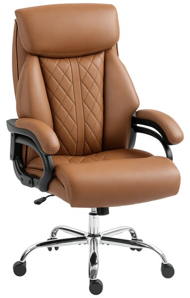 HOMCOM Spring Padded Faux Leather Office Chair - Light Brown