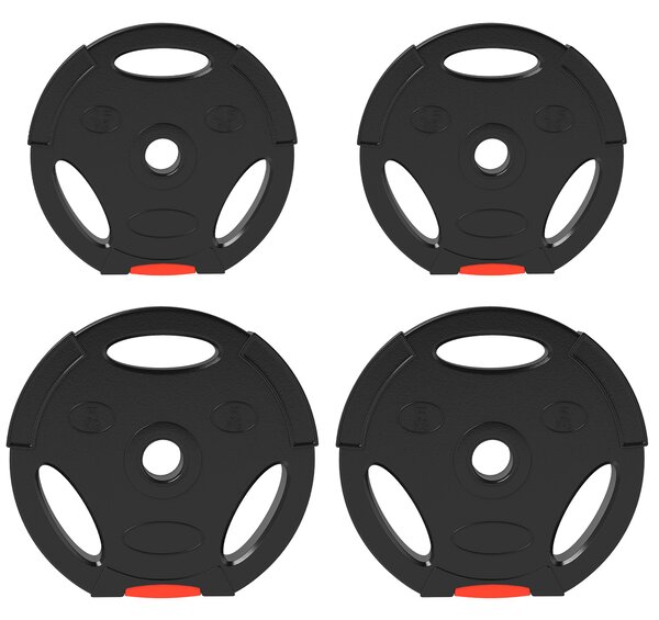 SPORTNOW Olympic Weight Plates Set, with Two 5kg and Two 2.5kg weights, Black