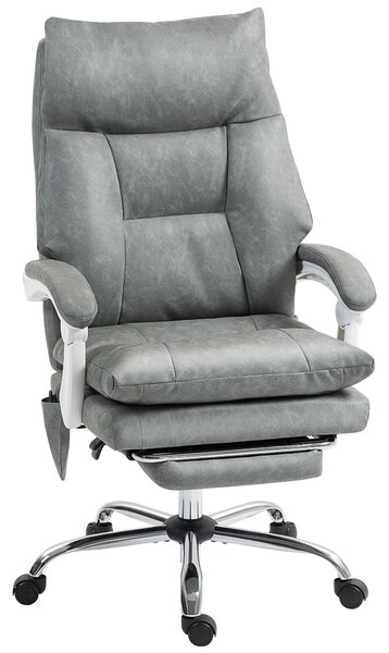 HOMCOM Faux Leather Office Chair, with Inflatable Lumbar - Grey
