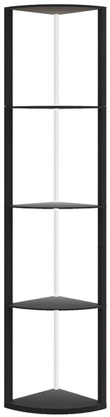 HOMCOM RGB LED Floor Lamp with Shelves, 4-Tier Dimmable Standing Lamp with Remote Control for Living Room Bedroom Office, Black