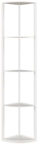 HOMCOM RGB LED Floor Lamp with Shelves, 5-Tier Dimmable Standing Lamp with Adjustable Brightness and Remote Control, Modern Corner Display Shelf Unit for Living Room Bedroom Office, White