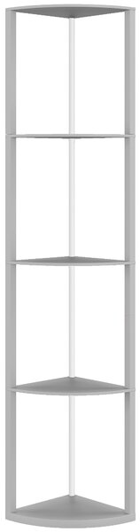 HOMCOM RGB LED Floor Lamp with Shelves, 5-Tier Dimmable Standing Lamp with Adjustable Brightness and Remote Control, Modern Corner Display Shelf Unit for Living Room Bedroom Office, Grey