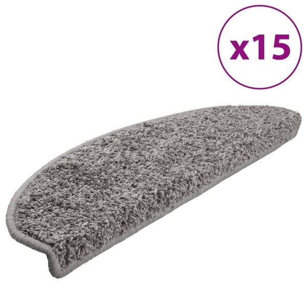 Carpet Stair Treads 15 pcs Grey 65x21x4 cm