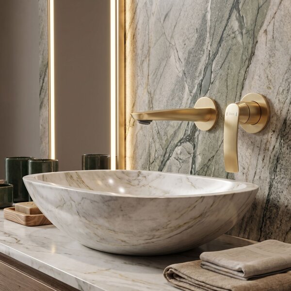 Concealed washbasin mixer REA Como Brush Gold + BOX