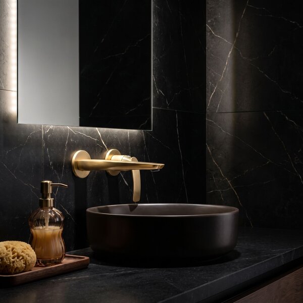 Concealed washbasin mixer REA Como Brush Gold + BOX