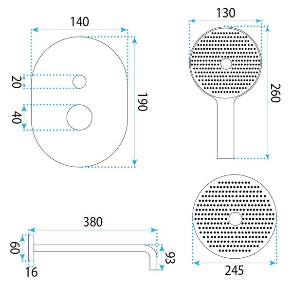 Shower system Rea Como M2 Brush Gold + BOX