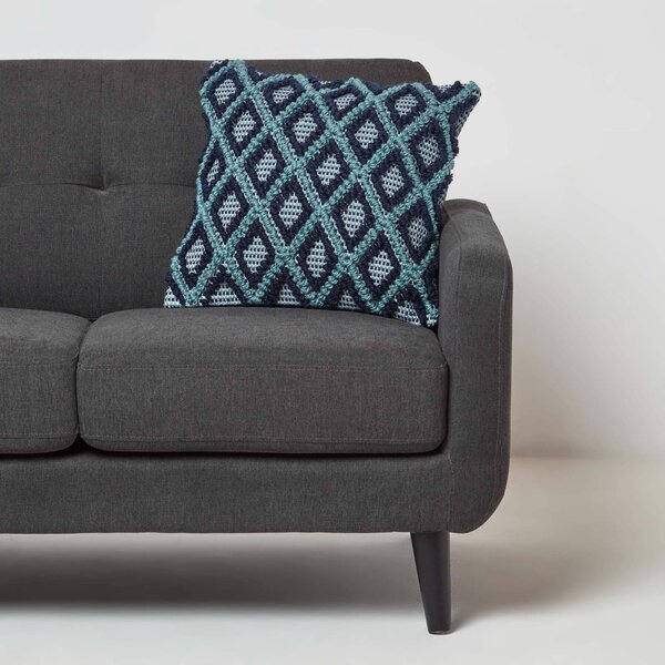 Homescapes Handwoven Textured Navy & Teal Cushion 45 x 45 cm