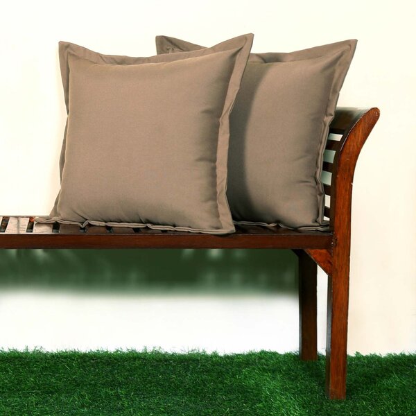 Homescapes Dark Beige Plain Outdoor Cushion 45 x 45 cm, Set of 2