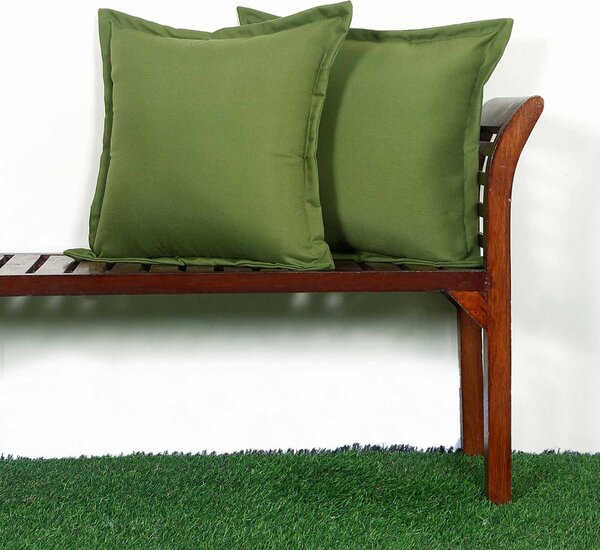 Homescapes Green Plain Outdoor Cushion 45 x 45 cm, Set of 2