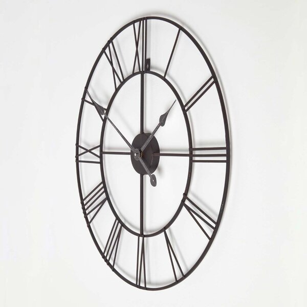 Homescapes Traditional Black Metal Roman Numeral Wall Clock