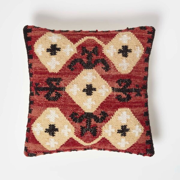 Homescapes Tirana Handwoven Orange Kilim Cushion with Cushion Insert